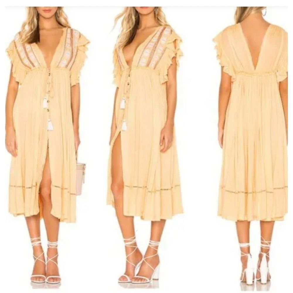 Free People Bali Will Wait For You Embroidered Boho Midi Dress NWT Size: XS